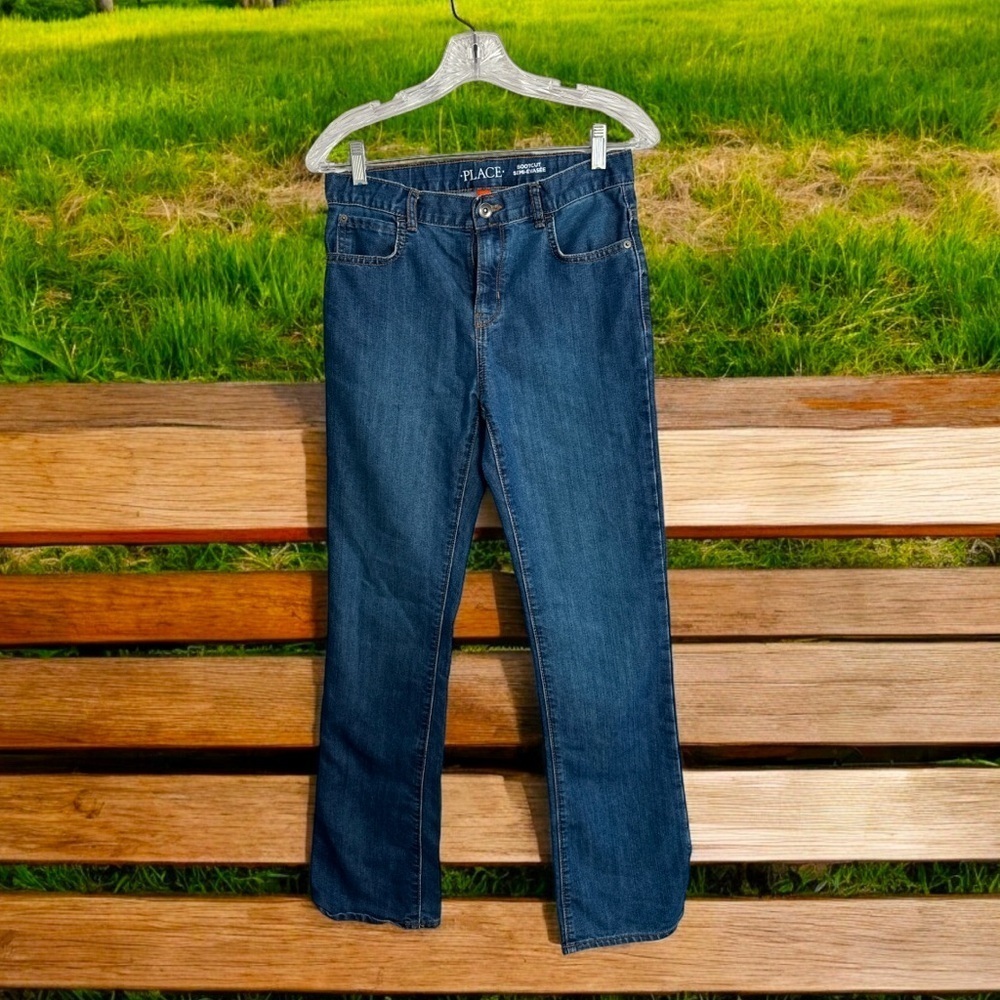 PLACE Girls Boot Cut Dark Wash 5Pkt Jeans